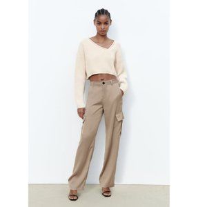 NWT Zara Satin Effect Cargo Pants - Size XL